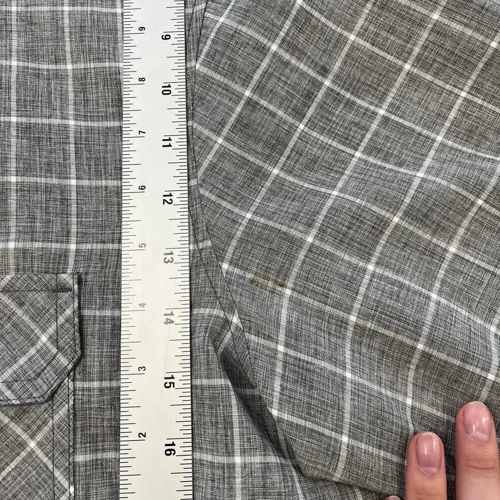 Orvis Shirt Print Tech Gray White Windowpane Mens XL Button Up Fishing Hiking - Picture 10 of 11